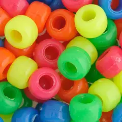 John Bead 9mm Plastic Pony Beads, 1,000ct. Assorted Opaque Neon
