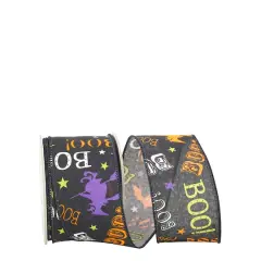 The Ribbon Roll 2.5" x 10yd. Wired Boo Bats Halloween Ribbon