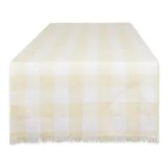 DII&reg; 108" Heavyweight Check Fringed Table Runner Natural