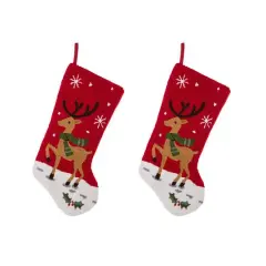 Glitzhome&reg; 20" Red Reindeer Stockings, 2ct.