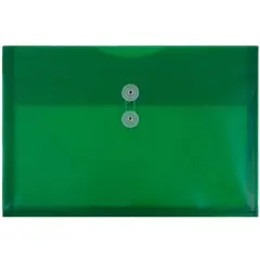 JAM Paper 9.75" x 14.5" Button & String Tie Closure Plastic Envelopes, 12ct. Green