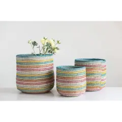 Hello Honey&reg; Handwoven Multicolor Grass Baskets Set