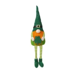 Glitzhome&reg; 28.25'' St. Patrick's Fabric Gnome Shelf Sitter with Dangling Legs