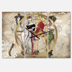 Designart 'Squad Goals Oversized Fashion Multipanel Wall Clock