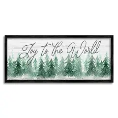 Stupell Industries Joy to the World Pine Trees Framed Giclee Art Black