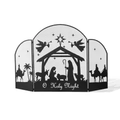 Glitzhome&reg; 48" Christmas Metal Mesh Silhouette Nativity Scene Screen