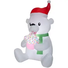 5.5ft. Animated Airblown&reg; Inflatable Nom Nom Polar Bear with Cupcake