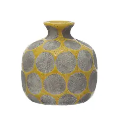 5'' Yellow Terra Cotta Vase with Wax Relief Dots