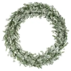 60" Pre-Lit Flocked Kiana Artificial Christmas Wreath, Warm White Dura-Lit&reg; LED Mini Lights