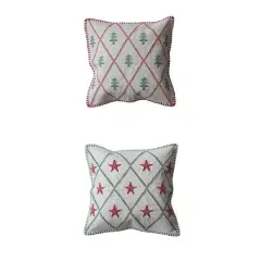Hello Honey&reg; 18" Embroidered Tree & Star Woven Cotton Throw Pillow Set