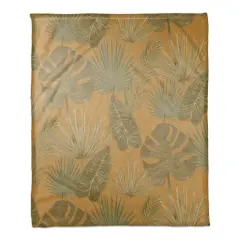 Tropical Palm Coral Fleece Blanket Yellow