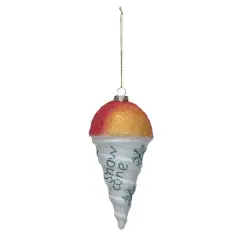 Hello Honey&reg; 5.25" Decorative Glass Snow Cone Ornament with Snowflakes & Glitter
