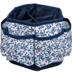 SINGER&reg; Navy Floral Print Sewing Spinning Tabletop Organizer