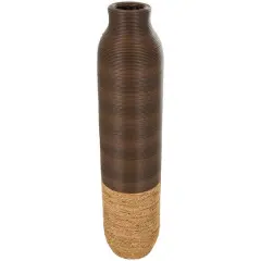 40" Dark Brown Seagrass Handmade Vase
