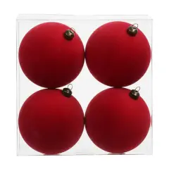 4 Pack 3.8" Flocked Shatterproof Ball Ornaments by Ashland&reg; Hot Pink