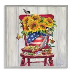 Stupell Industries Patriot Porch Still Life Framed Giclee Art Gray