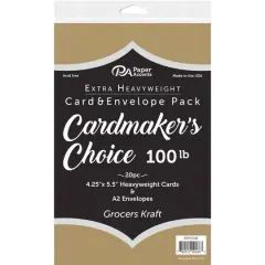 PA Paper&trade; Accents Cardmaker's Choice 100lb. Card & Envelope Pack, 4.25" x 5.5" Kraft