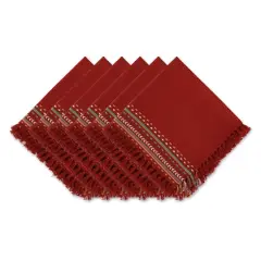 DII&reg; Red Chipotle Stripe Fringed Cloth Dinner Napkins, 6ct.