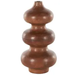 10.75" Brown Geometric Wood Bubble Vase