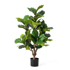 Glitzhome&reg; 3.5ft. Faux Fiddle Leaf Fig Tree in Pot