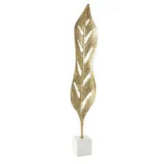 43" Gold Metal Leaf Tall Textured Cutout Sculpture