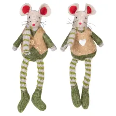 7.5" Boy & Girl Mice Christmas Ornaments Set