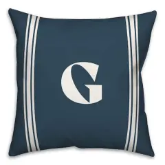 Navy Striped Monogram Throw Pillow G