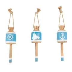 Blue & White Anchor, Sailboat & Ship Wheel Buoy Wall D&eacute;cor Set