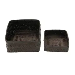 Hello Honey&reg; Black Bamboo & Water Hyacinth Basket Set