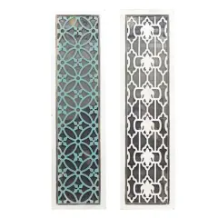 Set of 2 White Wood Glam Wall Decor, 12" x 43"
