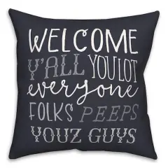 18" x 18" Welcome Y'all Versatile Throw Pillow Navy