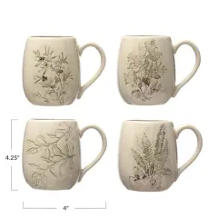 Hello Honey&reg; 16oz. Cream and Green Reactive Crackle Glaze Debossed Stoneware Mug Set