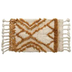 Wool Tufted Patterned Rug with Braided Tassels, 24" x 40"