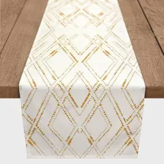 90" Gold Diamond Cotton Twill Runner White/Gold