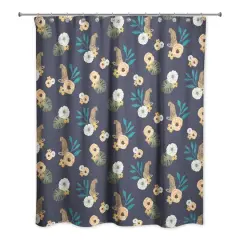 Tropical Jag Shower Curtain Navy
