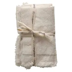 Hello Honey&reg; 18" Square Cotton Woven Napkins with Stitch Accent & Fringe Set, 4ct.