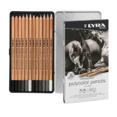 Lyra Rembrandt Polycolor Black, White & Gray Tones Pencil Set
