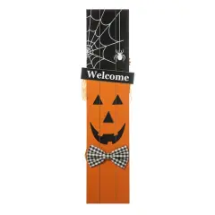 Glitzhome&reg; 36" Double Sided Wooden Scarecrow & Pumpkin Porch D&eacute;cor For Halloween & Fall