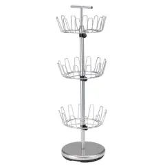 Household Essentials 38" Silver 3-Tier Revolving Shoe Tree