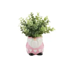 Flora Bunda&reg; 9" Green Eucalyptus in Pink Heart Gnome Planter