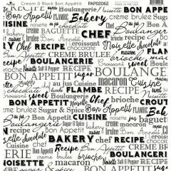 Paper Caf&eacute; Cream & Black Bon Appetit 12" x 12" Cardstock, 15 Sheets