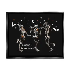 Stupell Industries Dancing In My Bones Skeletons Framed Floater Canvas Wall Art Black