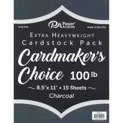 PA Paper&trade; Accents 100 lb. Cardmakers Choice 8.5" x 11" Cardstock, 15 Sheets Charcoal