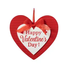 Glitzhome&reg; 13.5" Valentine's Wooden Heart Door Hanger