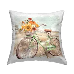 Stupell Industries Fall Florals Bicycle Outdoor Printed Pillow