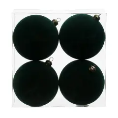 4 Pack 3.8" Flocked Shatterproof Ball Ornaments by Ashland&reg; Green