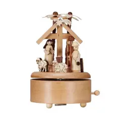 Hello Honey&reg; 6.25" Wind-Up Wood Nativity Music Box