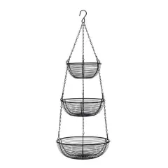 SunnyPoint Black 3 Tier Hanging Fruit Basket