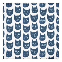 Blue Cat Face Pattern 10" x 10" Cotton Twill Napkin