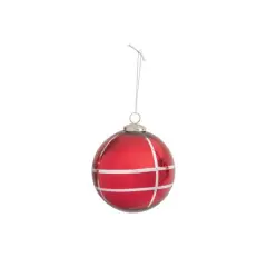 Hello Honey&reg; 5" Red & Silver Grid Mercury Glass Ball Ornament